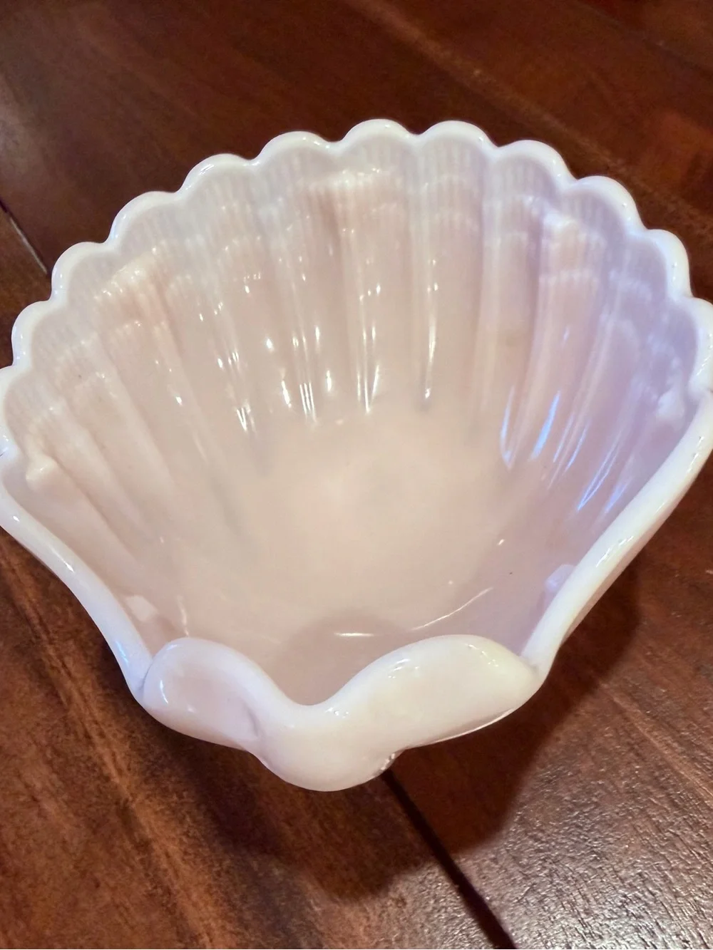 Vintage Cambridge Glass Co. Crown Tuscan seashell pedestal bowl Opalescent Pink